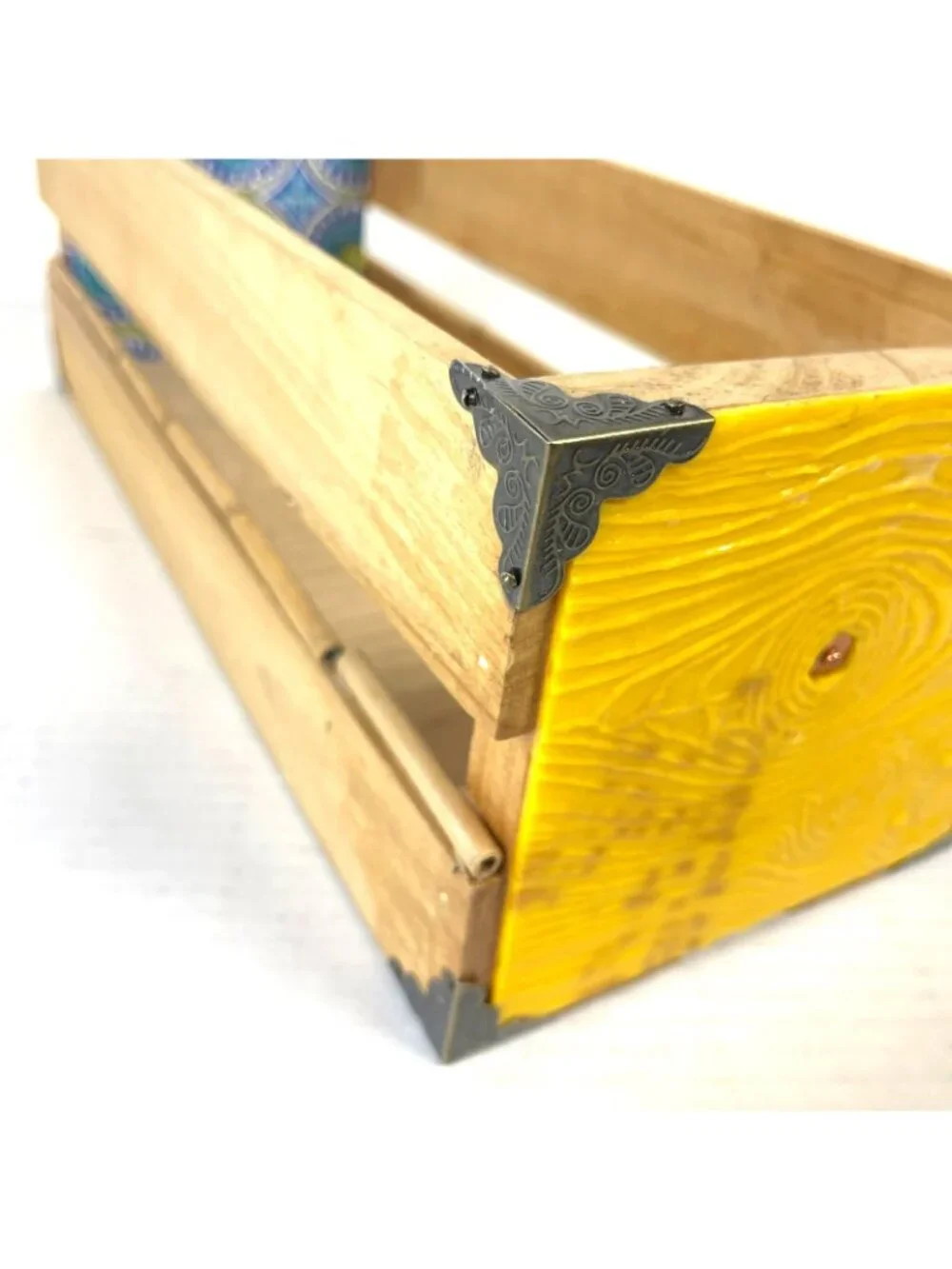 Artisanal Decorative Storage Crate Planter OOAK Wooden CD Box Organizer Boho
